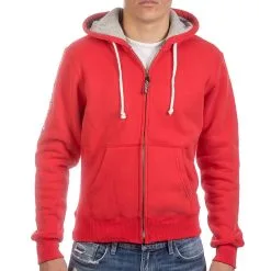 PODHIO FELPA AUTHENTIC 360 UOMO CON ZIP E CAPPUCCIO Rosso